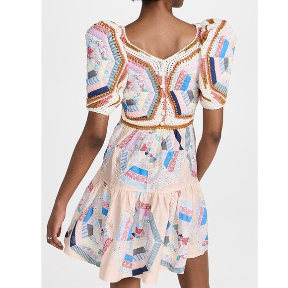 Sea New York Quin Mini Dress patchwork knit quilted BoHo size extra small XS - Picture 14 of 15